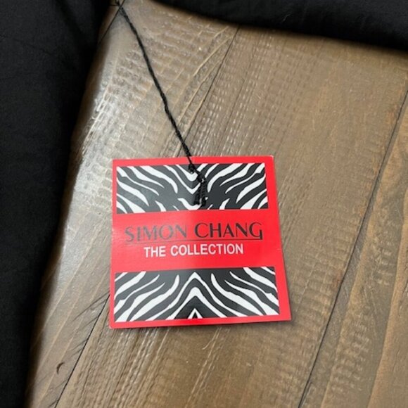 Simon Chang Black Button Dress Tunic Top Floral Embroidered & Beaded Size 10 - Picture 8 of 9